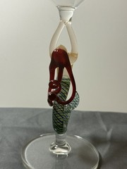 Ascending Mermaid Flameworked Blown Glass Wine Goblet Redhead By Milon Townsend