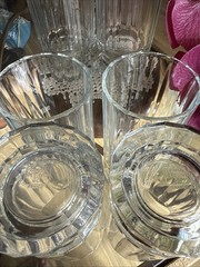 Set of 6 Dansk Designs Gustav Paneled Highball Tumblers 14 Oz Crystal Glasses 6”
