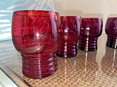 Set of 6 Imperial Glass SHAEFFER #451 Ruby Red Platinum 2 oz Flat Tumblers