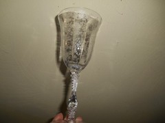 Pair of Cambridge Rose Point etched Elegant Glass 10 oz. Water Goblets #3121