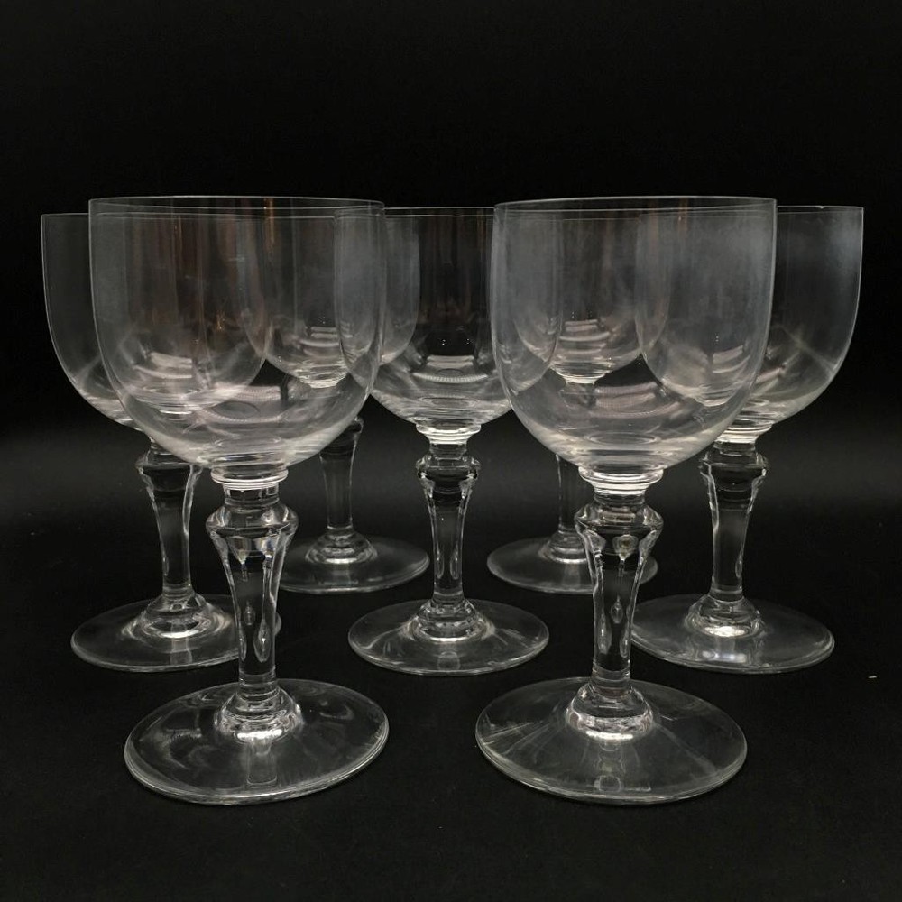 SET OF 7 BACCARAT NORMANDIE CRYSTAL CLARET WINE GLASSES CR2429