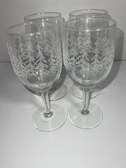 Libby Frosty Pine Stemmed Wine Glass Goblet Set Of 4