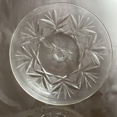 Pair of CRYSTAL CUT SHERBET ICE CREAM GLASSES CROSS & OLIVE 3.25 TALL