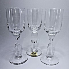 Vtg MCM Atlantis Full Lead Crystal Column Cordial Hand Blown Portugal Set of 3