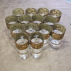 14 Available Cera MCM 6.5″ Stem Glass 22K Gold Gilt Oak Leaf Acorn Barware VTG