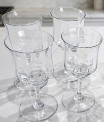 Set of 4 Baccarat Capri Optic Water Goblet Wine Glasses 6″ Crystal France SIGNED