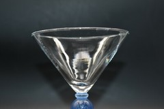Richard Jolley American Art Glass Green & Blue 6 1/2″ Martini Glass Bombay 1996
