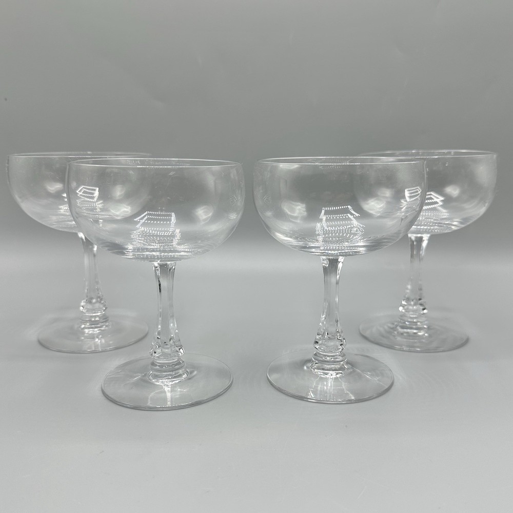 Set Of 4 Vintage Fostoria Fascination Clear Champagne/Tall Sherbet Glasses /cb