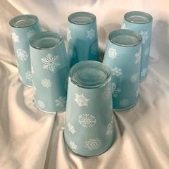Cerve Italy 6 Winter Blue Snowflake Tumblers 4 3/4”h