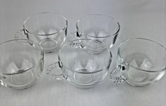 Vintage Clear Glass Teacups / Punch Cups Set of 5 Matching ~ FREE SHIPPING ~MINT