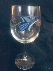 LENOX POPPIES ON BLUE SET OF 2 GLASS GOBLETS 10 OZS EX.CONDITION