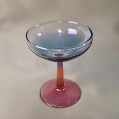 Estelle Colored Glass Set 6 Champagne Coupe Glasses Amethyst Cranberry
