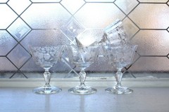 4 Fostoria Midnight Rose Champagne Glasses Sherbet Dishes Vintage 1950s