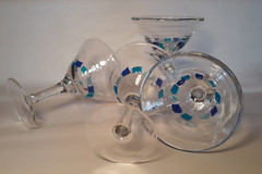 4 Mid Century Modern Art Glass Martini Glasses