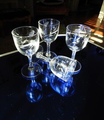 Vtg 4 Etched Crystal Cordial Glasses Art Deco European 4.25″ H