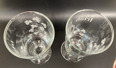 Pair of Eamon Glass Irish Coffee Ireland Hand Etched Shamrocks 5 3/4″ Glasses