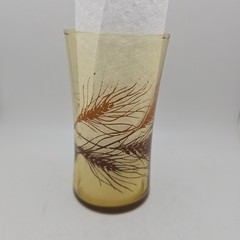 Vintage MCM Amber Wheat Glasses Set Of 6 Orange Brown Cottage Thanksgiving Fall