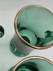 Vintage Libbey Glass Irish Coffee Mug Emerald Footed Set of Six 22k Gold Rim 6”