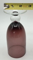 Vintage Etched Amethyst Wine Glass w/Applied Crystal Pedestal