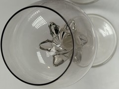4 Vintage Bohemia Czech Amethyst & Clear Glasses Swirl Stem Star Goblet Cordial