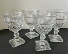 Set of 4 Vintage Imperial Glass Chroma Water Goblets Square Bottom 5.5”H A+++