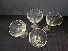 Toscany TOY26 Pattern 4 Wine Goblets Glasses Gray Cut Etched Floral 6″