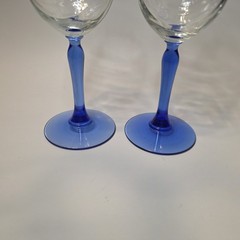 6 Lenox Crystal Wine Glasses Cobalt Blue Stemmed Dual Swag Draped Gold Rim 1980s