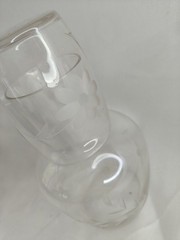 Vintage Clear Glass Etched Tumbleup Bedside Carafe