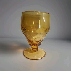 Viking Glass Georgian Low Water Goblets Amber Honeycomb Design Lot of 4 MCM
