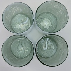 4 Jalisco Pottery Barn Style White Tortoise Hand Blown White Confetti Glasses
