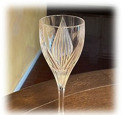 8″ GORHAM CRYSTAL Primrose Cut Water Goblet Wine Iced Tea Glass Retired 1998