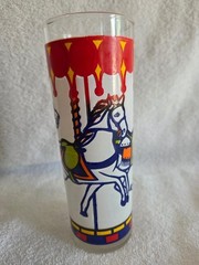 Vintage Carousel Horse Highball Glass Carnival Merry-Go-Round Tumbler Barware