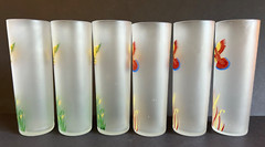 Vintage Libbey Frosted Highball Glasses Pheasants Grouse Birds Hunting Barware