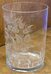 EAPG Etched Monogrammed M.S. Tumbler Glass 3.5″ Tall