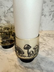 VTG Merry Mushroom Style Glasses Smoked Tawny Amber Lowball Rocks Set of 4