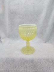Uranium Glass Goblets: Set of 3 different sizes and designs