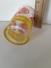 Vintage Retro Orange Slice Glass Citrus Juice Tumbler 1970s Yellow Stripes