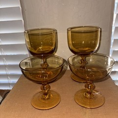 4 Imperial Hoffman House Amber Wine Glasses 2 8 oz. & 2 4 oz MCM