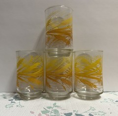 Set of 4 «Golden Wheat» Vintage Libbey 6 oz Glasses 6.5″ Yellow & Amber 1970’s