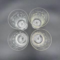4 Etched Low Stem Iced Tea Glasses Standard Glass ? UNK359 5″ Clear