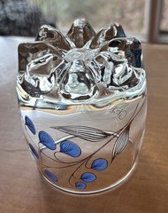 Giorgi Italy Ice Bucket And (5) Rocks Glasses Hand Painted Blue Flowers MCM