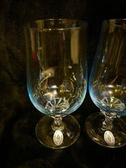 Four West Germany Light Blue Fine Crystal Vintage Cocktail Glasses With Sticker