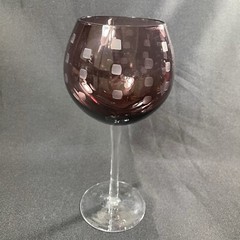 Mikasa Cheers Balloon Wine Glasses Goblets Purple Crystal Etched ~9” Set Of 2