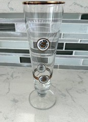 VINTAGE GERMAN WARSTEINER 8″ TALL PILSNER BEER GLASS w/ GOLD RIM MINT CONDITION