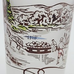 Currier and Ives Frosted Drinking Glass Tumbler Barware Pub Kitchenware Vintage