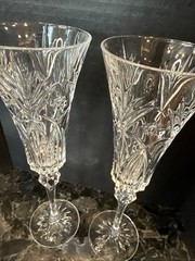 Cristal D’Arques Durand Vincennes Champagne Flutes Glasses Crystal 10″ Tall (2)