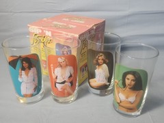 1984 Spencer Gifts Sip ‘N Strip Fantasy Drinking Glasses Set Of 4 w/box Pin-Up