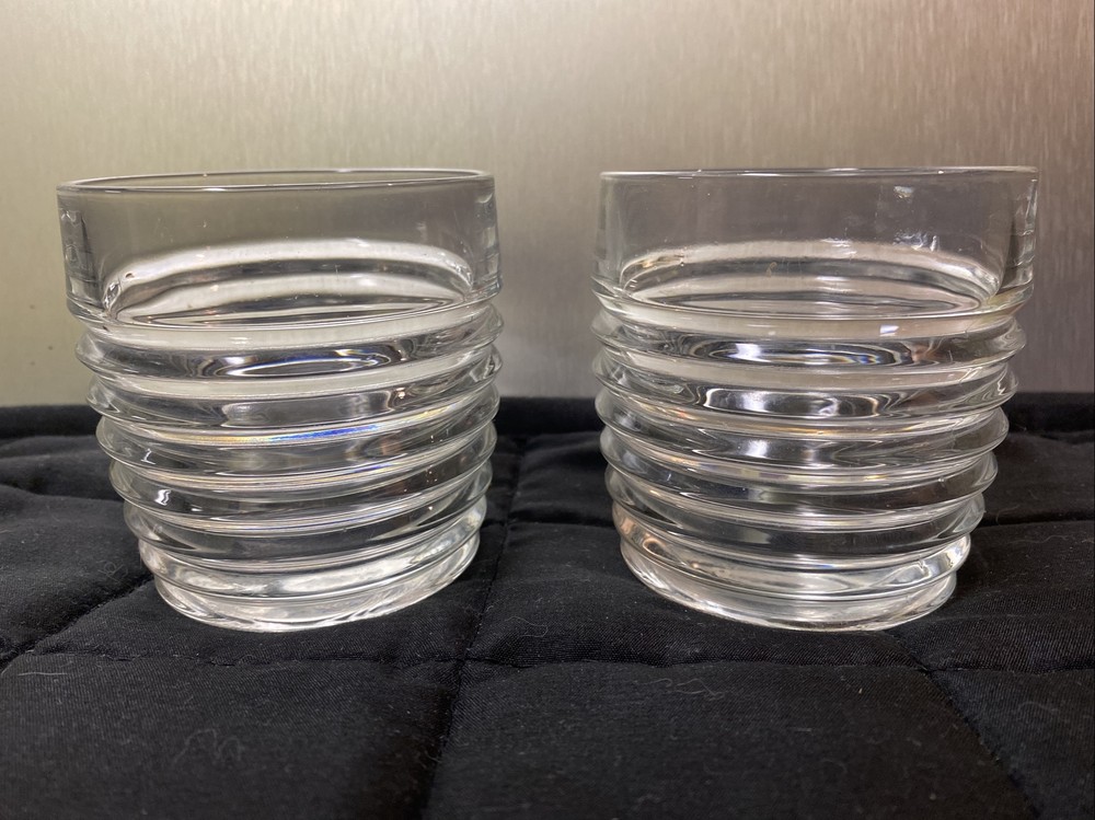 Pair of Vintage Clear Park Avenue Rocks Ribbed Glasses by Anchor Hocking