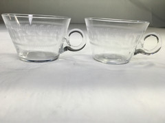 FOSTORIA Needle Etched Greek Key #45 Punch Cups Antique c.1912 UberNice Lot Of 2