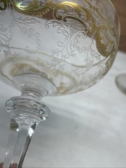 St Louis Crystal – Gold Encrusted Scrolls – Champagne Glass. Pair.